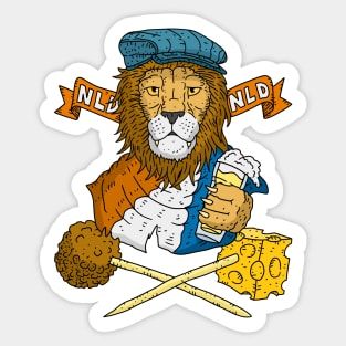 Dutch lion with beer and cheese. Sticker